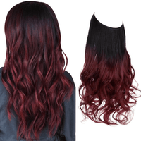 Black to Wine Red Ombre + 1 FREE HALO